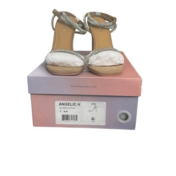 NIB! Lisa Vicky Angelic Rhinestone Glam Ankle Strap Sandal - Size 7 - Picture 10 of 11